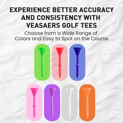 Golf Tees Plastic 3 1/4 Inch Upgrade Unbreakable Bulk Value 30/50 Pack Reduce Friction Side Spin Durable Stable 83Mm Long Tee for Golfer Practice