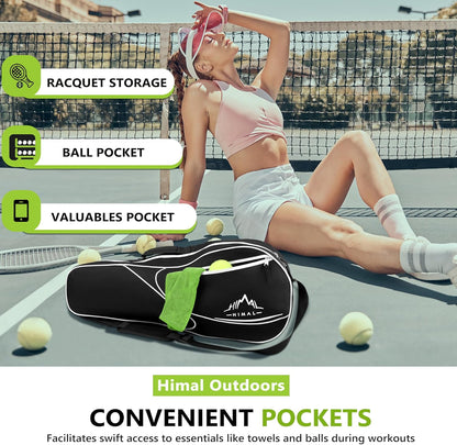 3 Racquet Tennis-Bag Premium Tennis-Racket-Bag with Protective Pad, Professional or Beginner Tennis Players, Lightweight Tennis Bag for All Ages,Black