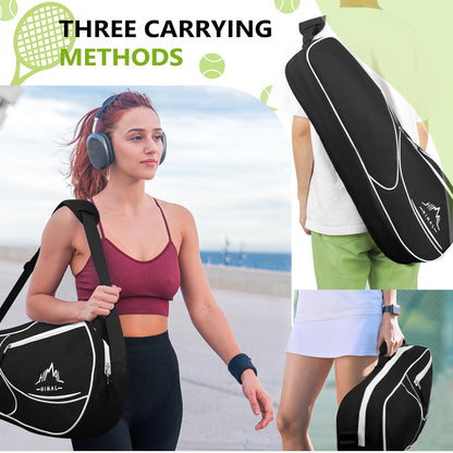 3 Racquet Tennis-Bag Premium Tennis-Racket-Bag with Protective Pad, Professional or Beginner Tennis Players, Lightweight Tennis Bag for All Ages,Black